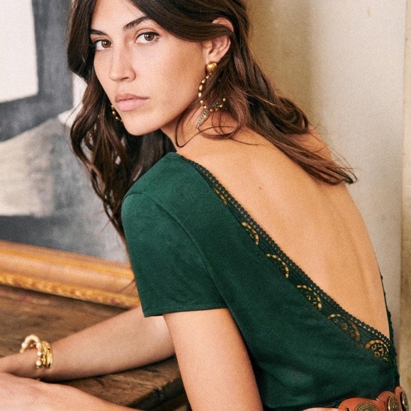 {Sezane} Lucille Backless Lace Midi Dress - Picture 3 of 10